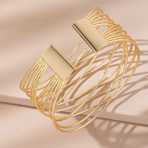 Gold Cuff Bangle - Picture 2 of 3